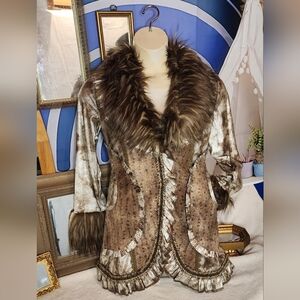 Luxurious Metallic Faux Fur Trimmed Teddy Jacket By HUGGING KISSES
